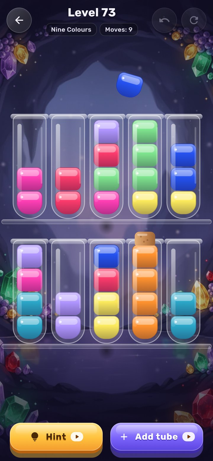 Klack Sort puzzle in progress