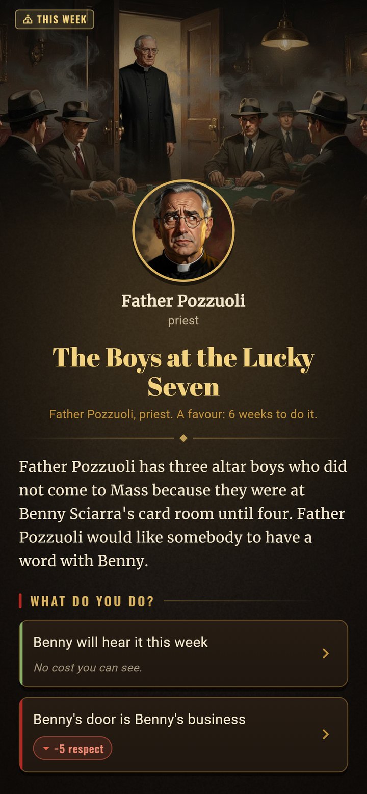 La Famiglia screenshot of a story event