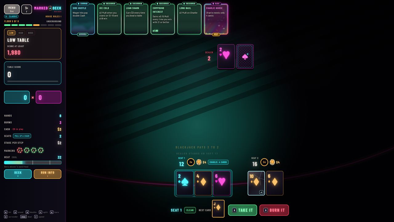 Marked Deck screenshot of a burn and cheat check