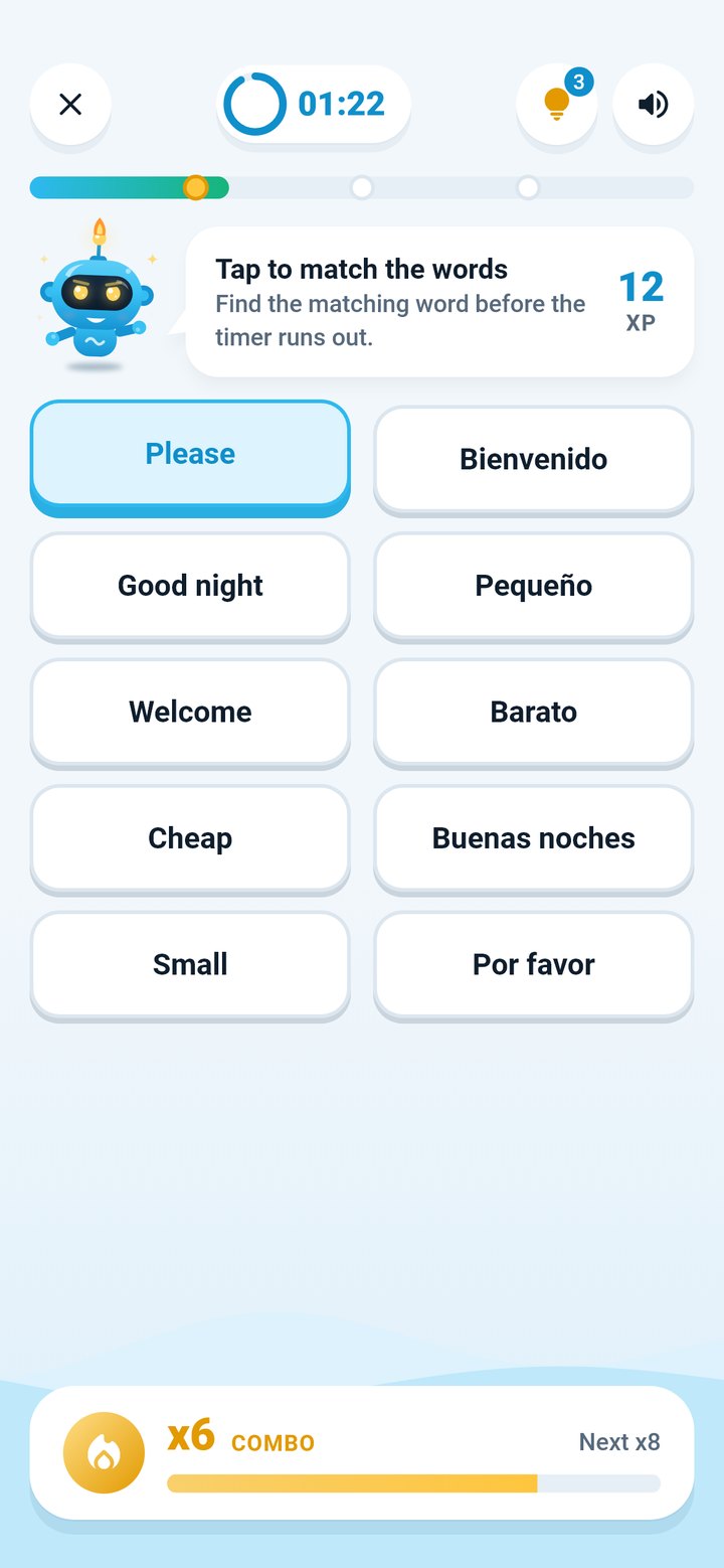 Word Waves practice screen